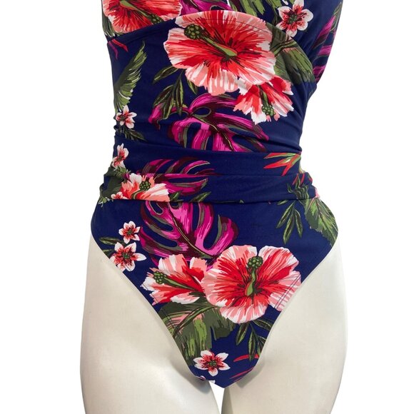 Kona Sol Women's Multicolored Floral One Piece Swimsuit Sz L - Picture 3 of 7